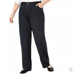 Woman Within Women's Plus Size Perfect Cotton TALL Wide-Leg Denim Jean NWOT